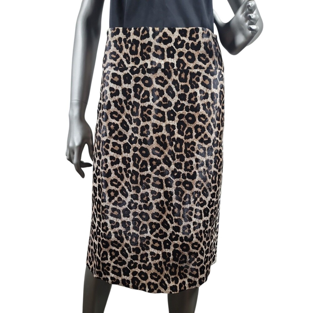 Theory Sahara Leopard Print Straight A- Line Midi Skirt Size 2 $1195 New